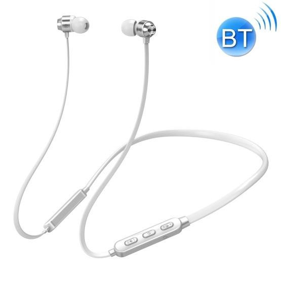 Bluetooth 5.0 Neck-mounted Wire-controlled Bluetooth Sports Earphone with Magnetic Adsorption Function(White)