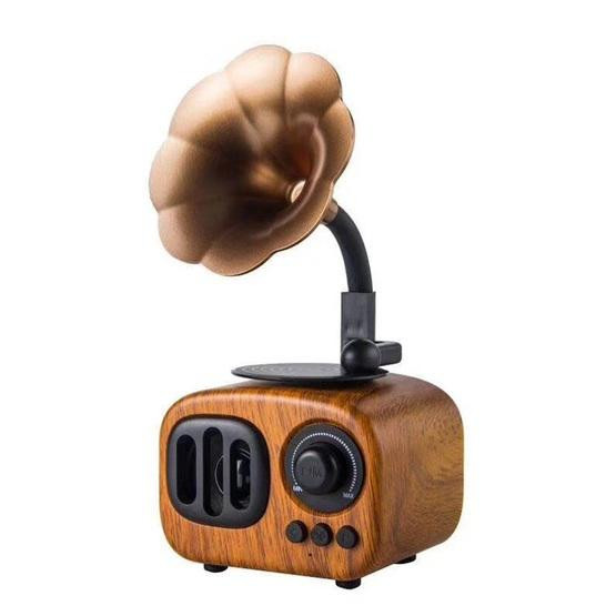 Retro Wood Portable Mini Bluetooth Speaker (Khaki)