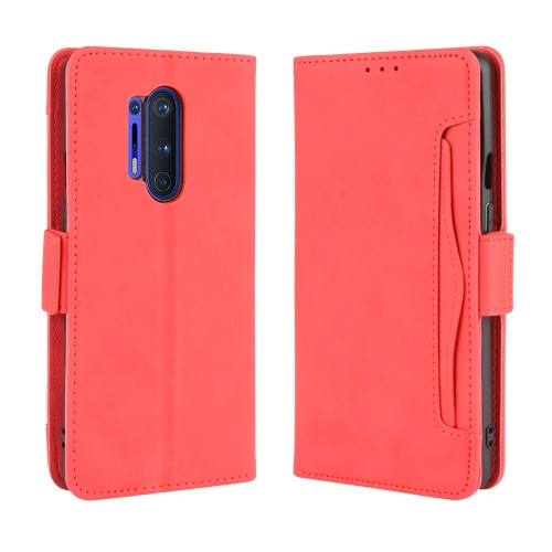 Wallet Style Skin Feel Calf Pattern Leather Case with Separate Card Slot for OnePlus 8 Pro (Red)