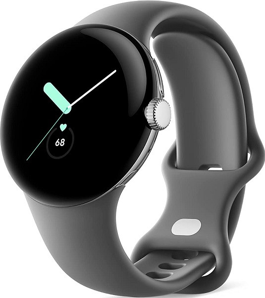 Google Pixel Watch Wifi Polished Silver with Charcoal Band