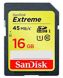 Sandisk 16GB Extreme 45MB/s Micro SDHC (Class 10)