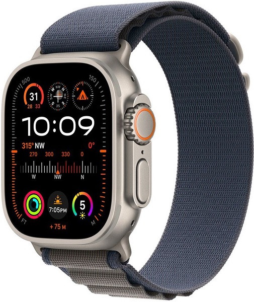 Apple Watch Ultra 2 GPS + Cellular 49mm Titanium Case with Large Blue Alpine Loop