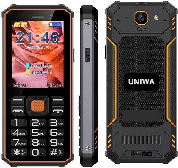 UNIWA S2 Rugged Phone Dual Sim Black Orange