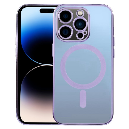 MagSafe Electroplating Straight TPU Phone Case for iPhone 14 Pro (Purple)