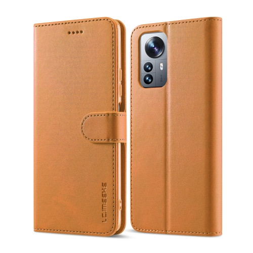 LC.IMEEKE Calf Texture Leather Phone Case for Xiaomi 12S Pro (Brown)