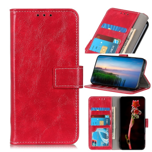 Retro Crazy Horse Texture Horizontal Flip Leather Case with Holder & Card Slots & Photo Frame & Wallet for OnePlus 8 Pro (Red)