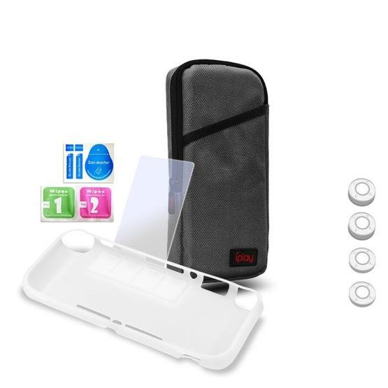 iplay Host Storage Bag Tempered Film + Rocker Cap + Protective Shell 7 in 1 Protection Bag Soft Bag Set For Switch Lite(bBack )