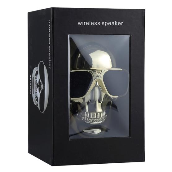 Sunglasses Skull Bluetooth Stereo Speaker(Gold)