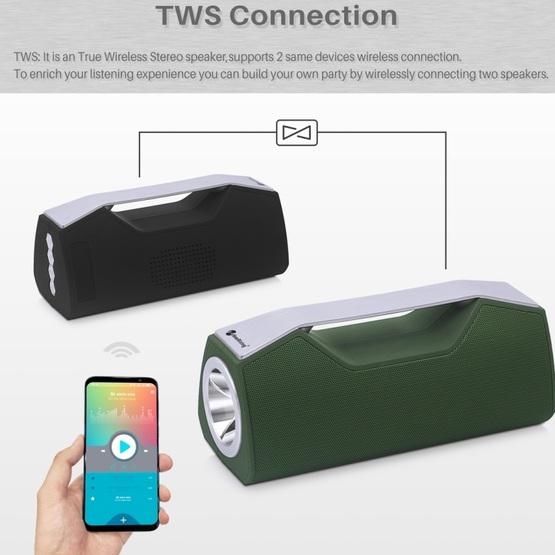 NewRixing NR-2028 Portable Lighting Wireless Bluetooth Stereo Speaker Green