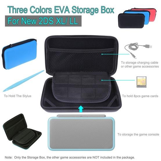 For Nintendo 2DS XL Hard EVA Protective Storage Case Cover Holder(Sky Blue)