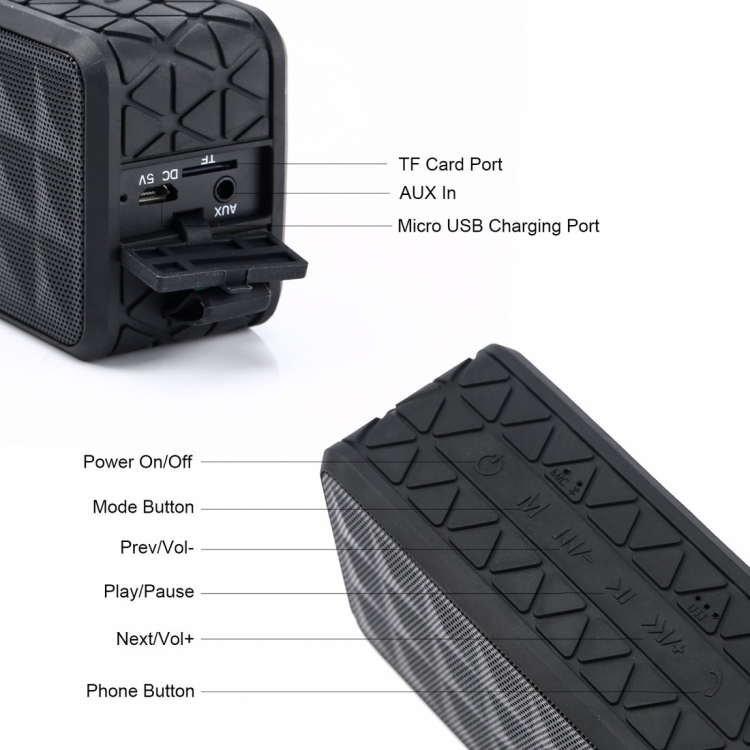 Z18 3ATM Waterproof Portable Bluetooth Stereo Speaker (Black)