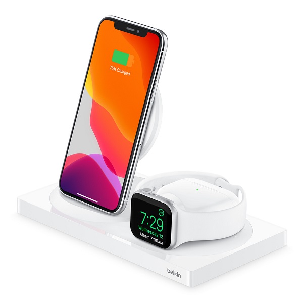Apple Belkin BOOST CHARGE 3-in-1 Wireless Charger for iPhone / Apple Watch / AirPods White